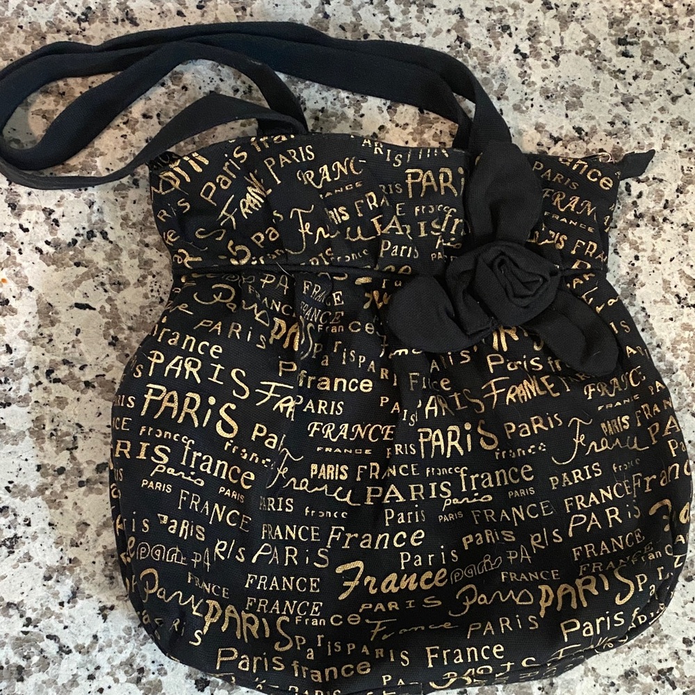 Stylish Black Paris Print Women's Bag